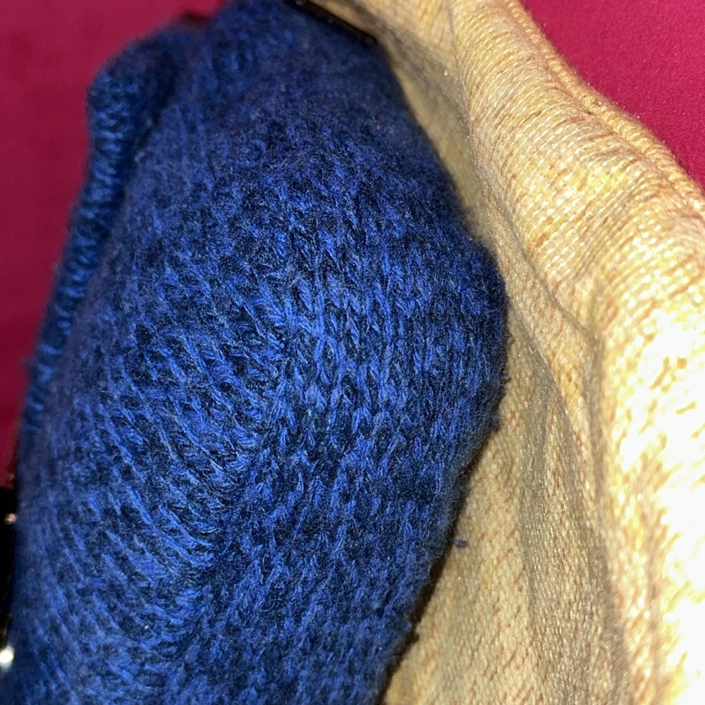 Fendi blue wool and leather lined baguette pochette shoulder purse RARE - Picture 9 of 16
